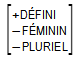 +défini -féminin -pluriel