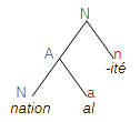 Lien sous forme d'arbre entre les bases et les affixes en suivant la logique présenté précédemment dans le cours